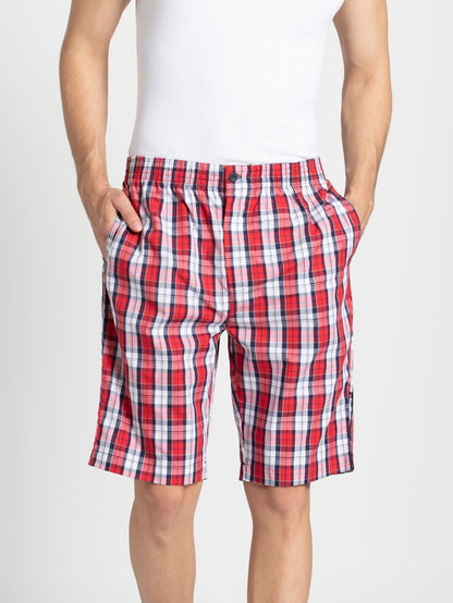 Men's Regular Fit Checkered Bermuda with Side Pockets(9005)