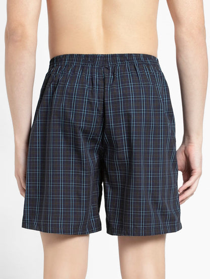 Men's Mercerized Cotton Boxer Shorts with Side Pocket - Multi Color Check(Pack of 2)  (1223)