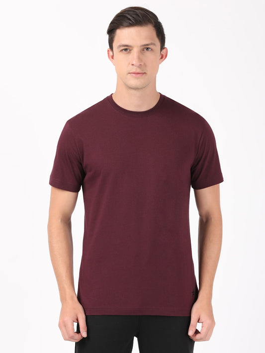 Men's Cotton Rich Solid Round Neck Half Sleeve T-Shirt (2714)